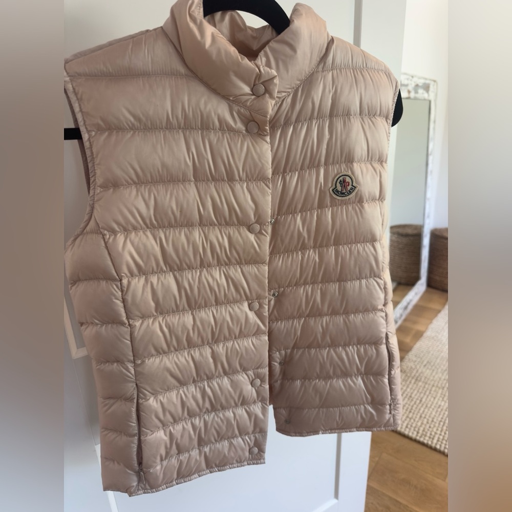 Moncler Cream/Light Pink Quilted Puffer Vest